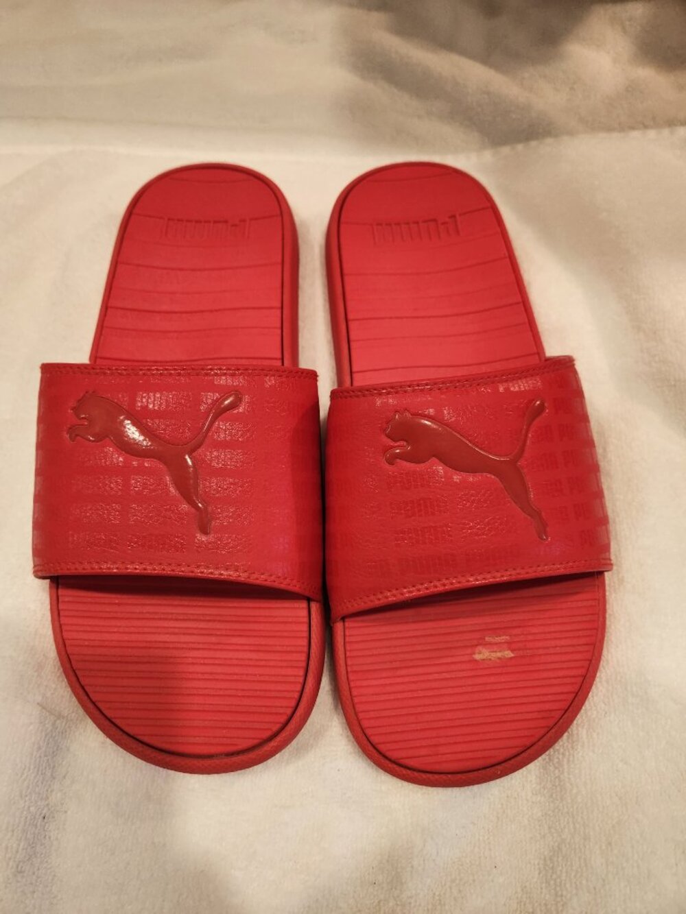 PUMA Men's Cool Cat Sport Slide Sandals All Red Monochrome Comfort Slides 10 New